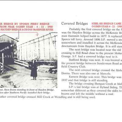 Photograph of Hayden covered bridge and railroad bridge, Mohawk Valley, Oregon