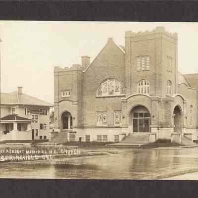 Photograph of Post Card of The James Ebbert Memorial N.E Church Springfield, Oregon. Date unknown.