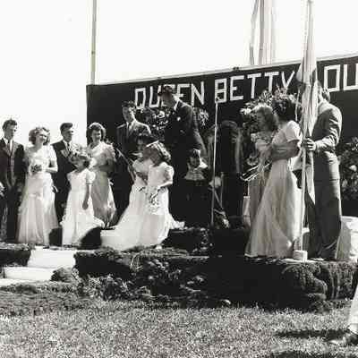 Photograph of Springfield High School King and Queen ceremony, circa 1940s