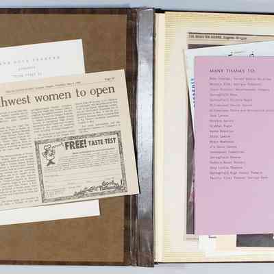 Inside front cover and loose papers in front page 1