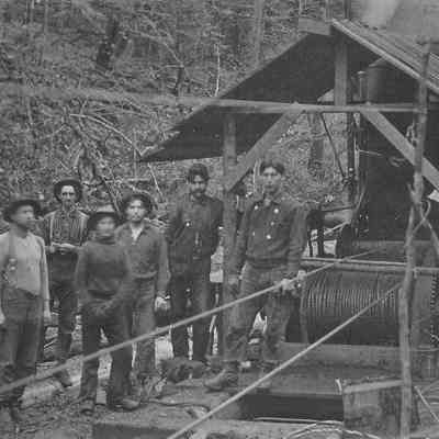 Photograph of Loggers at Work with Yarder