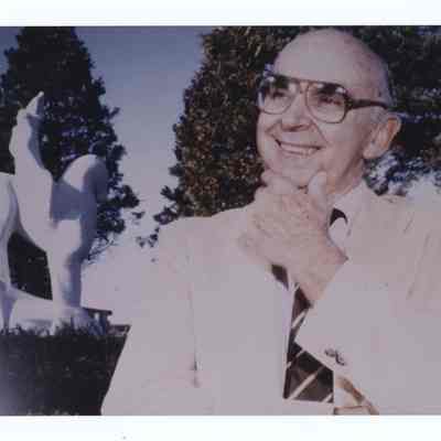 Photograph of Robert (Bob) Smith and The "Equestrian" Statue, Springfield, circa 1960