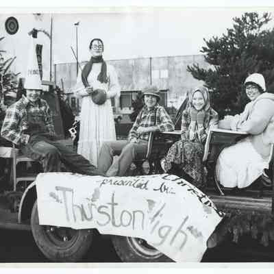 Photograph of a Christmas parade, Springfield, circa 1980.