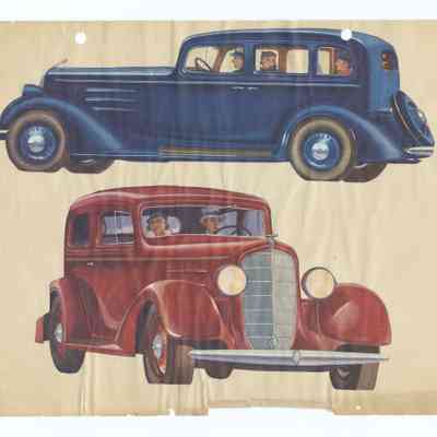 Clippings of car advertisements, 1930s