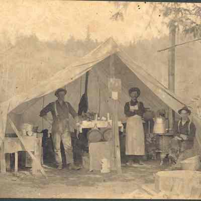 Photograph of Cook tent at the Booth-Kelly Drive, Fall Creek, Oregon