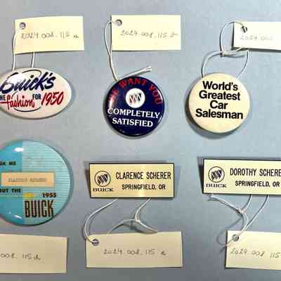 Buick and Name Tag Pins, Springfield Buick, circa 1950