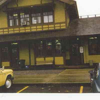 Photograph of the Springfield Depot after relocation, Springfield, Oregon