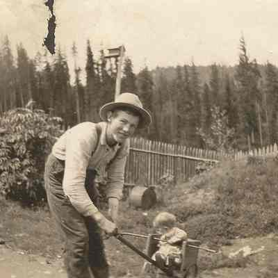 Photograph of a Young Boy and a Baby, Unknown location and date