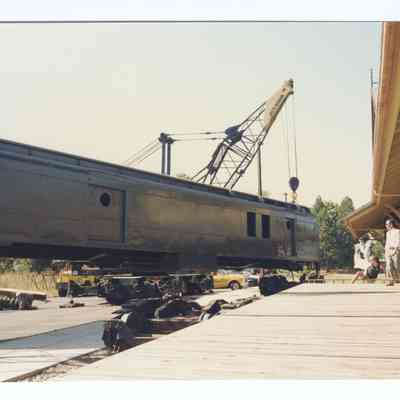 Photograph of the RPO Railcar relocation, Springfield, 1992