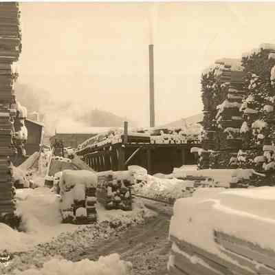 Photograph of Hines Lumber Company, Westfir, Winter 1950