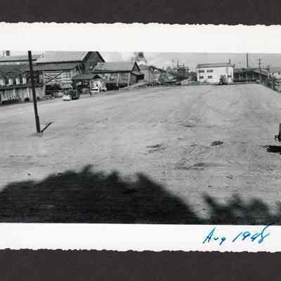 Photgraph of the filling of the old log pond at Booth-Kelly Lumber Mill, Springfield, Oregon, 1948