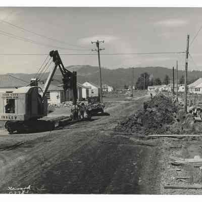 Photograph of street construction, Springfield, circa 1948