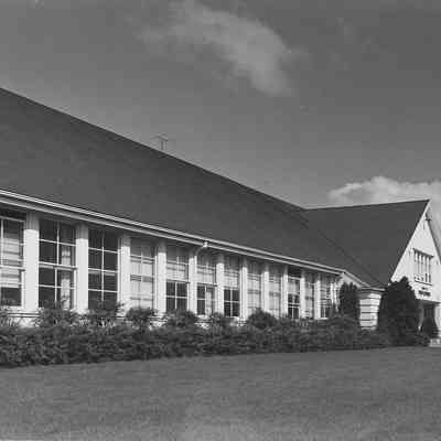 Photograph of Springfield High School, front view, Springfield, Oregon, date unknown.