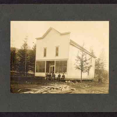 Photograph of Men Sitting in Front of Blue River Store, Blue River, OR, circa 1914