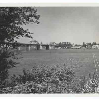 Photograph of Siuslaw Bridge and Suislaw river bay, Florence, Oregon, circa 1969