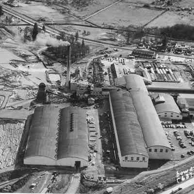 Photograph of aerial view of W. A. Woodward Lumber Company, Cottage Grove, Oregon