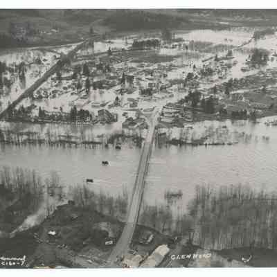 Aerial photograph of flooding at Glenwood, Springfield, 1945