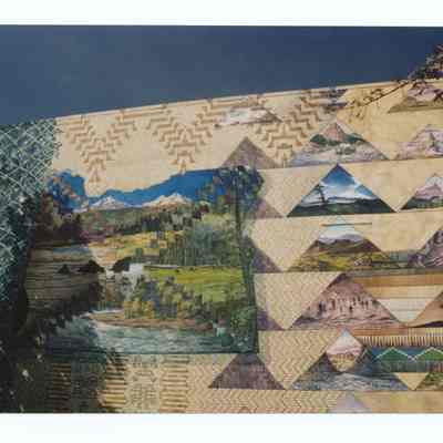 Photograph of the mural "the Oregon Trail" by Ann Woodruff Murray, 500 Main Street, Springfield, circa 1990