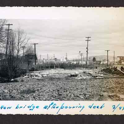 Photograph of new bridge after pouring deck, 1949