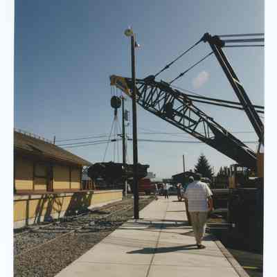 Photograph of the RPO Railcar relocation, Springfield, 1992