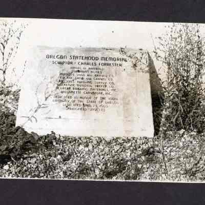Photograph, Oregon Statehood Memorial Plate, Springfield, Undated
