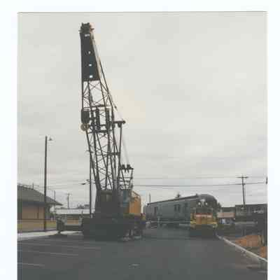 Photograph of the RPO Railcar relocation, Springfield, 1992