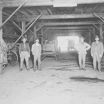 Photograph of the interior of White Elephant Livery, Springfield, Oregon, 1906