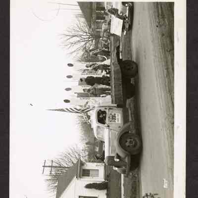 Photograph of a parade float on the back of a truck March 1, 1947 Safety Parade.