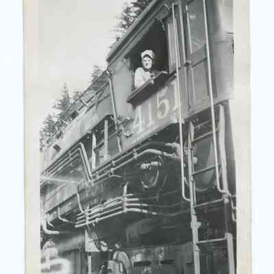 Photograph of Harry Fox on South Pacific train '4151', 1947