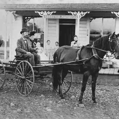 Thurston Post Office and Store, horse and carriage with people in front