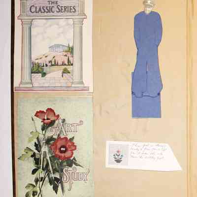 Loose materials inside first page of scrapbook, 4 items