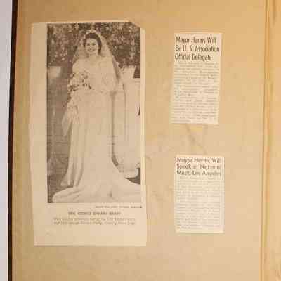 Loose materials inside first page of scrapbook