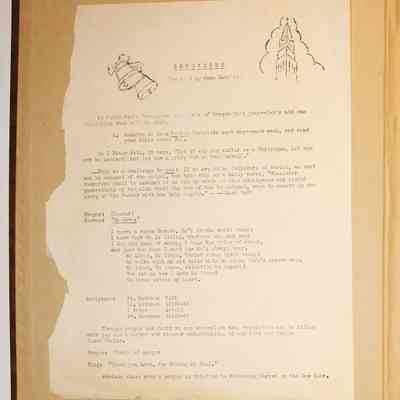 Loose materials inside first page of scrapbook