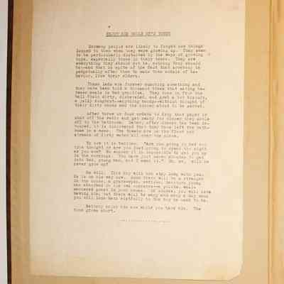 Loose materials inside first page of scrapbook