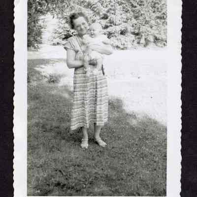 Photograph of Leona Myers and baby, 1951