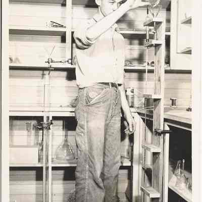 Photograph, Student at Science Lab, Springfield High School, 1940s.