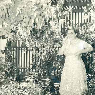 Photograph of Mary Warner at a Fuschia Show, Circa 1950