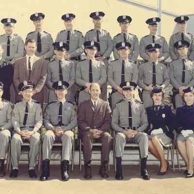Photograph of Springfield Police officers posed at A Street Station, Springfield, Oregon, date unknown