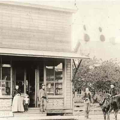 Photograph of Dr. Van Valzah's drug store, Springfield, Oregon, 1896