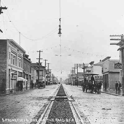 Photograph of Main Street Looking East, Springfield, Oregon, circa 1911-25