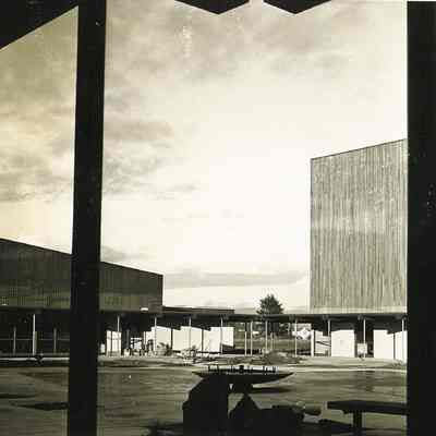 Photograph of Thurston High School courtyard, Springfield, Oregon, date unknown.