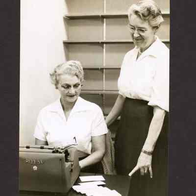 Photograph of the 1960s Springfield Public Library and staff