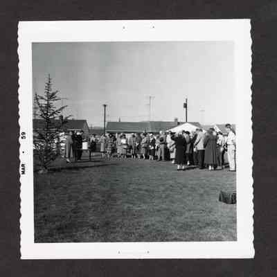 Photograph of Crowd and Time Capsule Burial, Willamalane Park, Springfield, Oregon, 1959