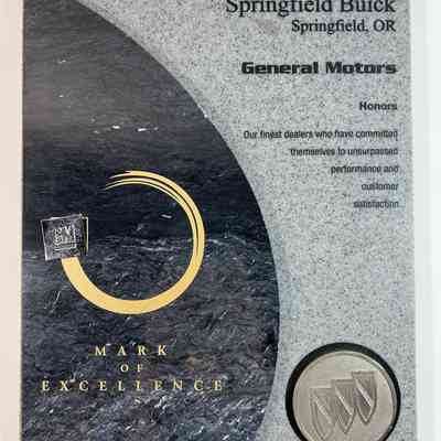 General Motors Mark of Excellence Award for Springfield Buick, 2003