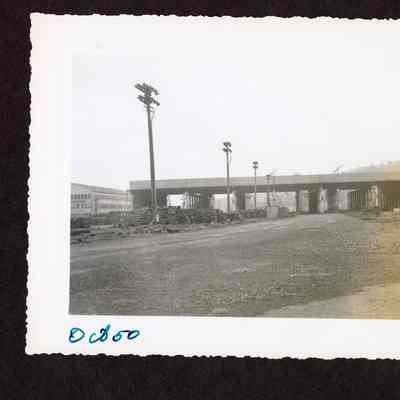 Photograph of Booth-Kelly Lumber Company covered area next to plant, Springfield, Oregon, 1950