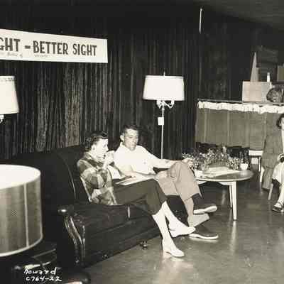 Photograph of people seated at Springfield Electric Appliance Show, Springfield, Oregon, 1954