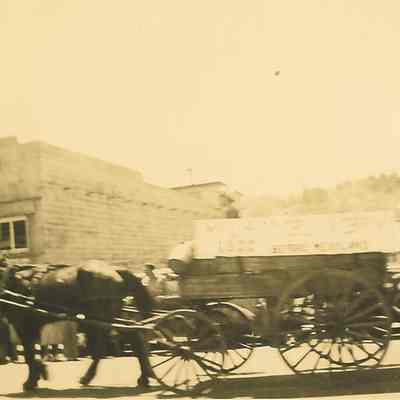 Photograph of Horse Cart Advertising Milk Delivery, Springfield Industrial Parade, Springfield, OR, 1941
