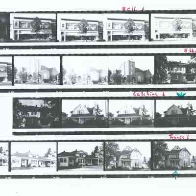 2013-003-027_img-004: Contact sheet (negatives envelope 4).: Cat Show?, Goodwill Main St, Bell Building, Ebbert House, Catching House, Innis House