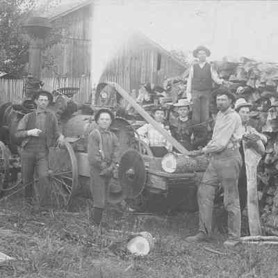 Photograph of a wood saw crew, 1895