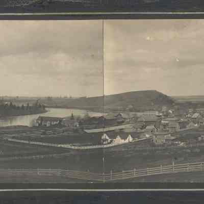 Photograph of an overview of Springfield, Oregon, looking northwest, circa 1891
